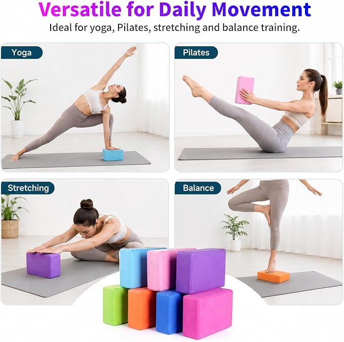 36 Pcs Yoga Blocks and Strap Set - 18 EVA Foam Yoga Blocks 9"x6"x3" with 18 Adjustable 6 ft Straps, Non Slip Props for Yoga Pilates Meditation Workout