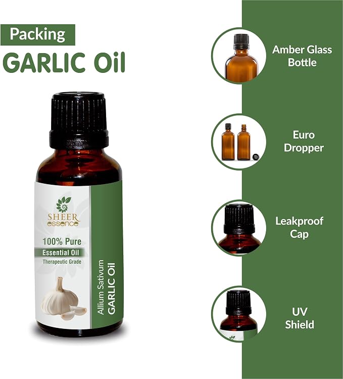 Garlic Oil - (Allium Sativum)- Essential Oil 100% Pure Natural Undiluted Uncut Therapeutic Grade Oil 0.16 Fl.OZ
