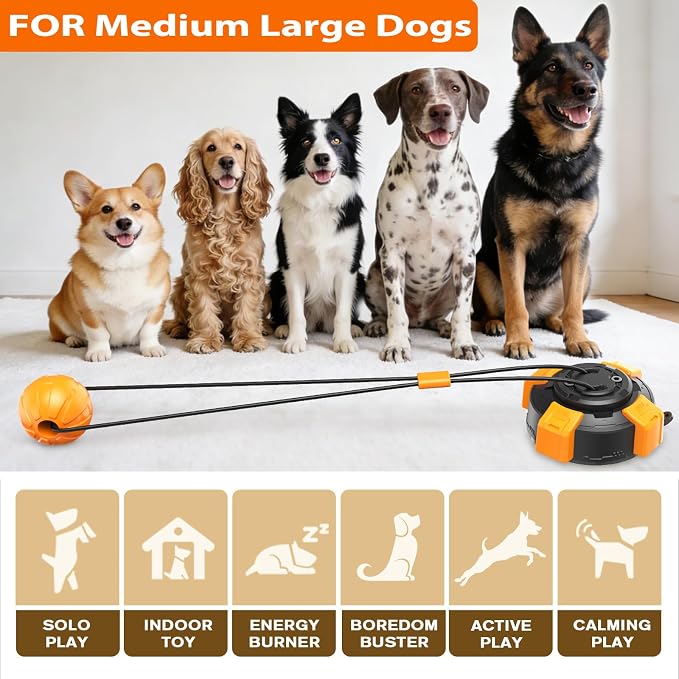 Upgraded Strong Suction Cup Tug of War Dog Toys to Keep Them Busy (Orange)