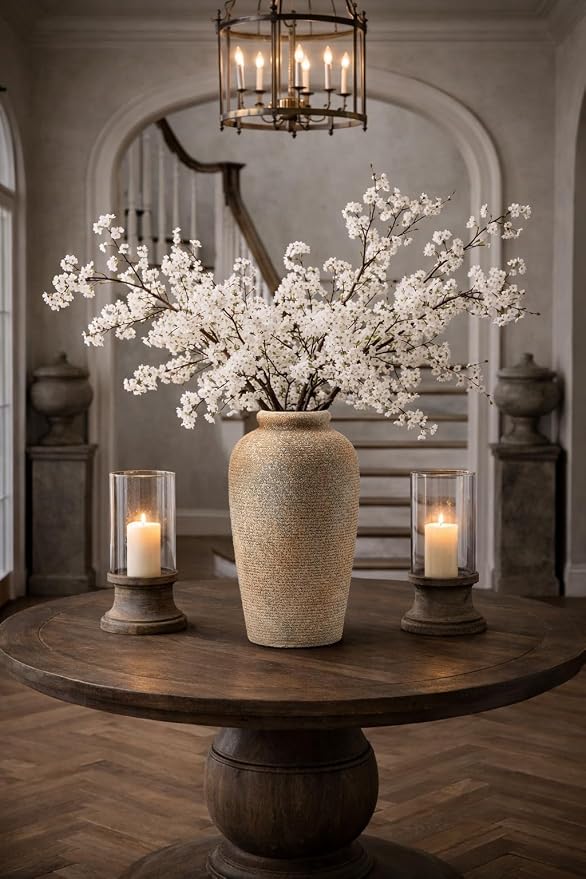 Emotionally Grounded Vase, Vaseking Large Ceramic Rustic Vase, 11 inch Minimalist Decorative Farmhouse Tall Vases for Home Decor, Living Room, Enterway, Table Decoration, Brown
