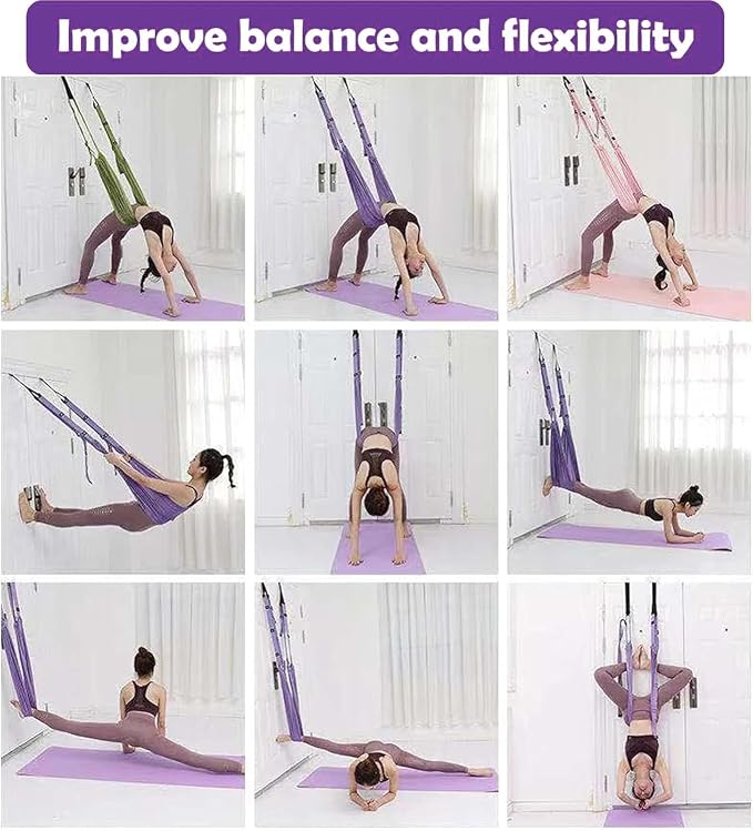 Leg Stretcher Strap - Yoga Stretching Strap,Yoga Door Swing,Backbend Training Rope with Door Anchor, Flexibility Trainer Stretching Equipment Assist Stretch Strap for Fitness Gymnastics Dance Aerial Ballet (purple)