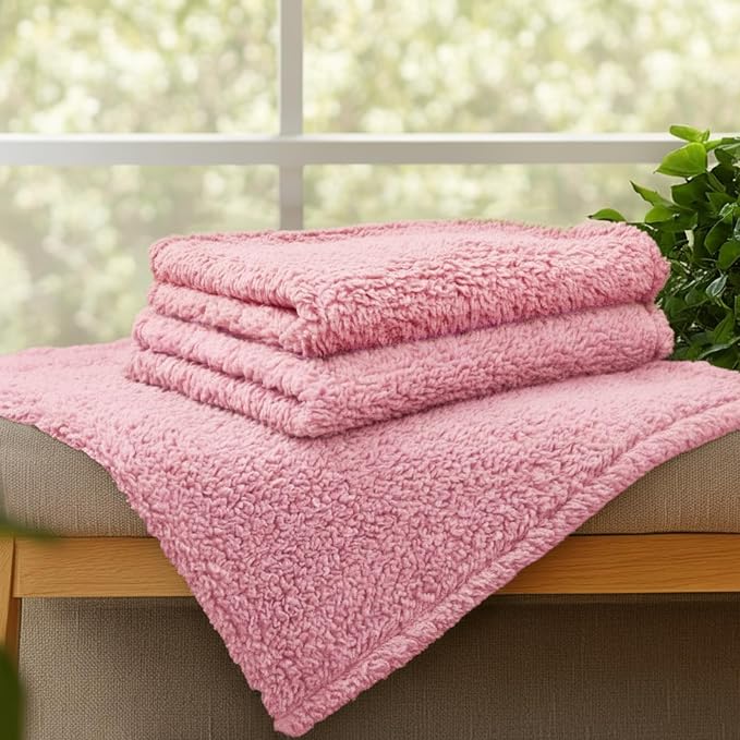 Luciphia 1 Pack 3 Calming Dog Blanket Fluffy Premium Fleece Pet Blankets Soft Sherpa Throw for Dogs Puppy Cat Pink Large (41" x31") | Fluffy Throw Blanket Washeble for Crate Bed Couch Indoor. Cozy Pet Blanket, Puppy Essentials Dog gift,Pink,Large