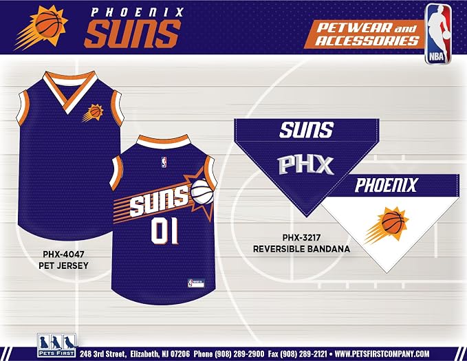 NBA PHOENIX SUNS DOG Jersey, Small - Tank Top Basketball Pet Jersey