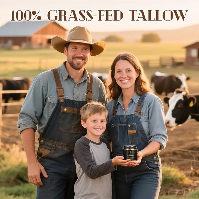 MEIDU Beef Tallow for Skin,Tallow and Honey Balm,Organic Grass-Fed Beef Tallow Balm with Raw Wild Honey, Face and Body Moisturizer (120g)