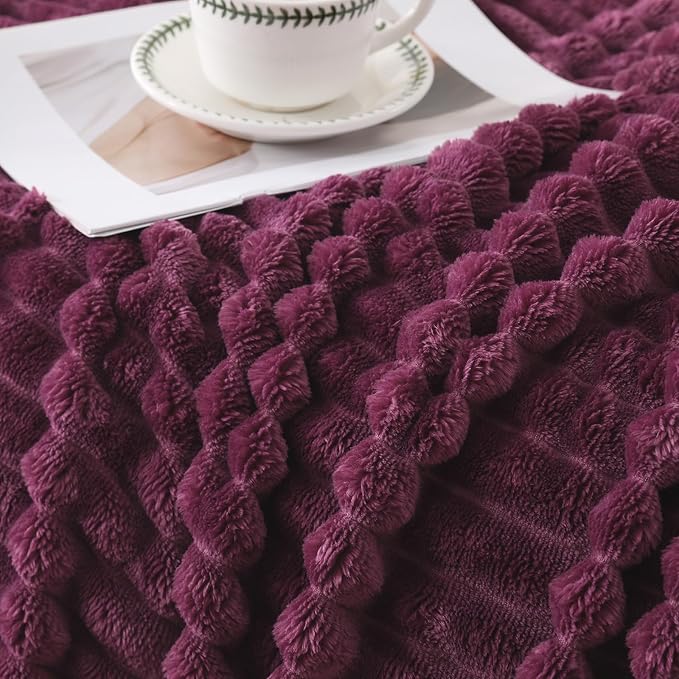 Amaranth Purple Throw Blanket for Couch Sofa 50”x60” Striped Design | Fleece Blankets Room Home Decor Lightweight Plush Soft Cozy Gifts for Women Mom