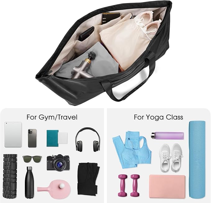 sportsnew Large Yoga Mat Bag with Shoes Compartment and Wet Pocket Ladies Pilates Gym Tote Bag with Yoga Mat Holder Strap for Women Men Workout Carrier Stuff Accessories
