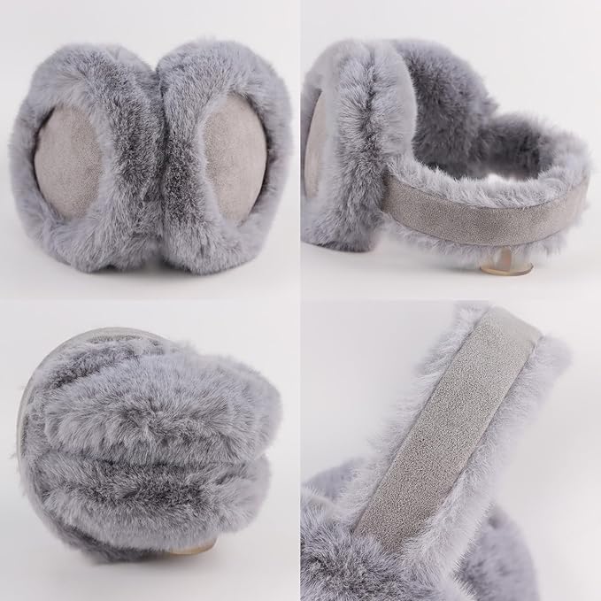 Zsedrut Winter Women Earmuff Foldable Ear Warmer Fluffy Ear Cover Warm Outdoor