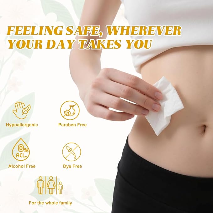 twoworld 400 Feminine Wipes Individually Wrapped,Flushable Wipes Travel | Feminine Care Vaginal Wipes for Adult,Women,Girl and Homeless(Chamomile)