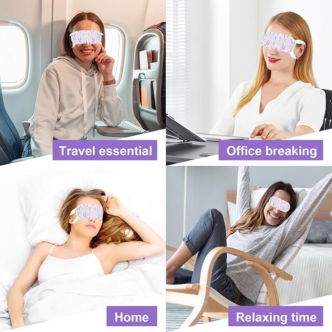 Adofect 20 Packs Steam Eye Mask for Dry Eyes, SPA Warm Eye Patches for Puffy Eyes, Disposable Self Heating Eye Mask for Home, Sleep, Travel Essentials, Relief Stress Eye Fatigue (Lavender)