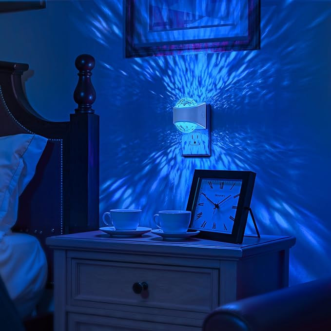 Night Lights Plug into Wall, Night Light Projector 9-Color RGB | Color Changing Galaxy Nightlight with Dusk to Dawn Sensor for Kids, Bathroom, Home Gaming Room Decor Gifts,2 Pack