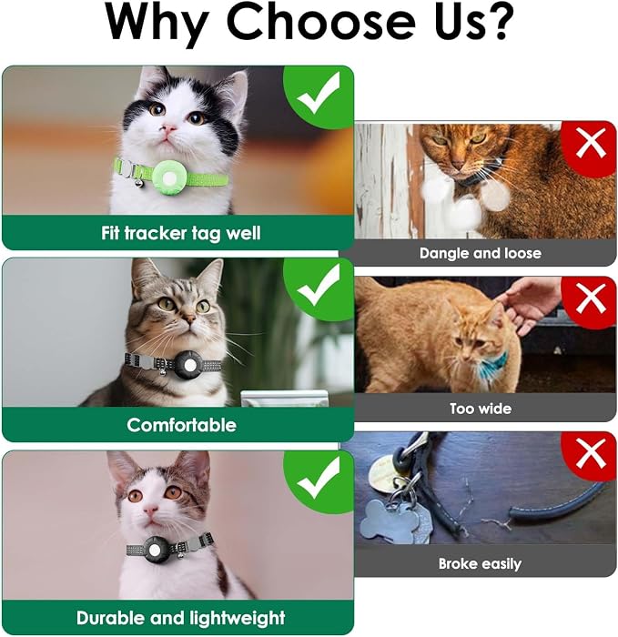 Cat Tracker, Lightweight Pet Tracker for Cats, Cat GPS Tracker Compatible with Apple Find My App(Only iOS), Real-Time Tracking, No Monthly Fee, Green
