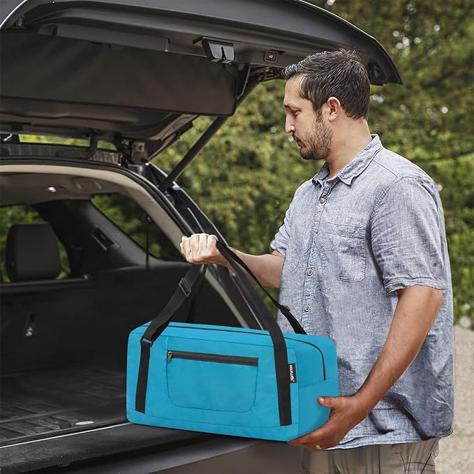 HOLYLUCK Foldable Travel Duffel Bag For Women & Men Luggage Great for Gym - sky blue