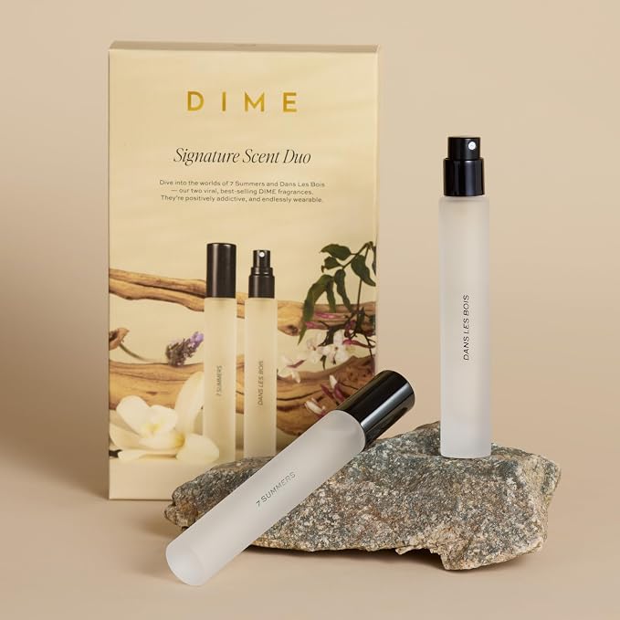 DIME Beauty Signature Fragrance Duo Set ($50 Value) - Includes 7 Summers (10 ml) and Dans Les Bois (10 ml) - Travel Size Perfume Sprays