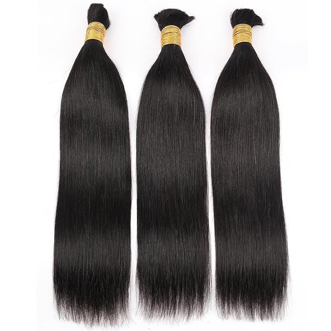 Human Braiding Hair for Boho Braids 16inch Straight Bulk Human Hair Extensions for Braiding No Weft Brazilian Virgin Hair for Black Woman Straight 1 Bundle 100g Natural Black