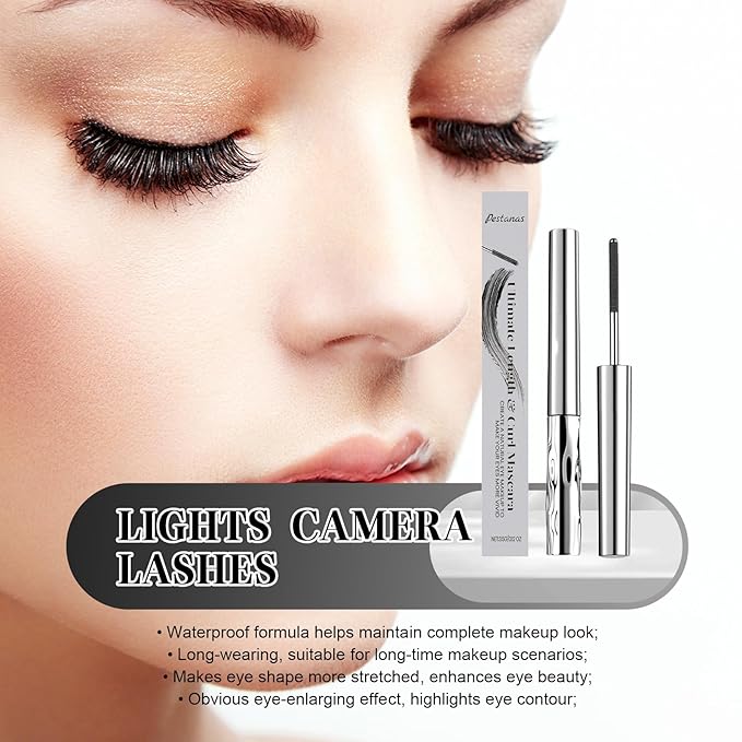 Zkyo Iron Wand Mascara, Waterproof Metal Mascara Wand,Liquid Lash Extensions Effect, Waterproof & Long-Lasting, No Flaking, No Clumping, 3D Curling Eyelash(Black)(2 PC)