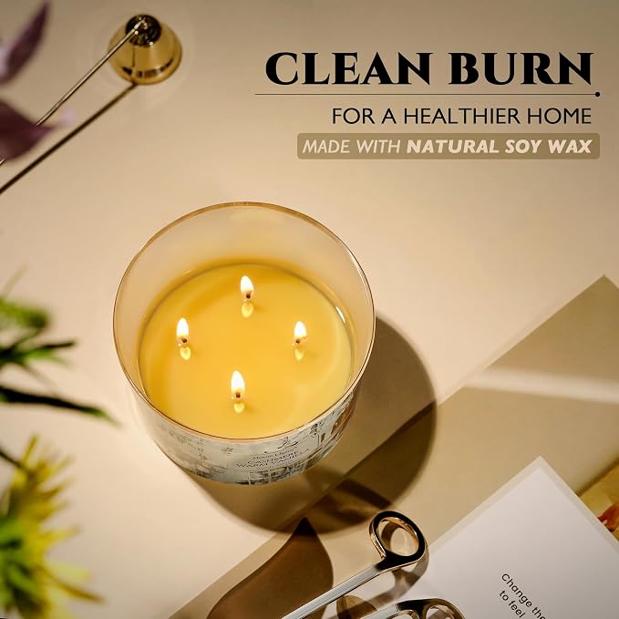 HomeLights Scented Candles for Women & Men, 18oz Candle Jars Aromatherapy 4-Wick Candle, Ideal for Industrial Chic Home Decor and Gifts, Cashmere Warm Vanilla