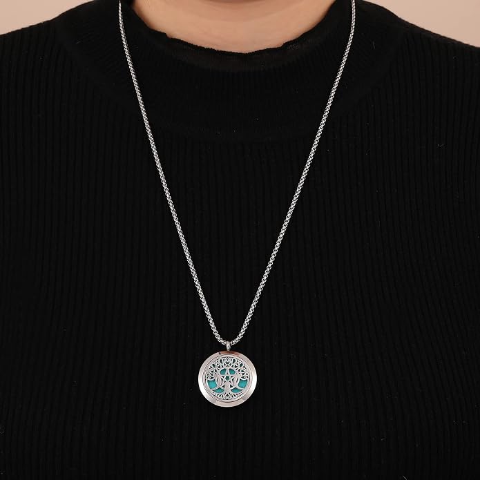Essential Oil Diffuser Viking Necklace - Stainless Steel Locket- Best for Aromatherapy-Perfume, Fragrance, Scent Diffusers for Women and Girls