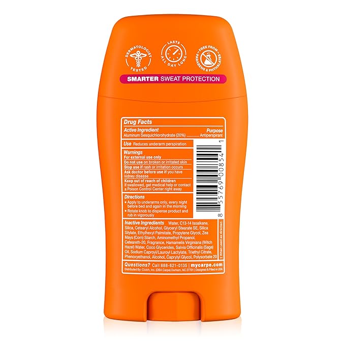 Carpe Underarm Antiperspirant for Women - 72 Hour Sweat & Odor Control - Women's Sweat Control Antiperspirant Deodorant - Extra Strength - Rose Water - 2 Pack