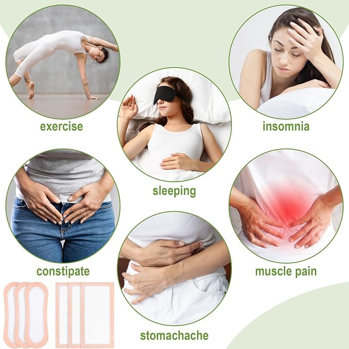 Geiserailie 20 Pcs Large Castor Oil Patches Wrap Kit Disposable Castor Oil Pack Large Self Adhesive Pads for Belly Button Back Neck Waist Stomach Knee Arm, Portable, Anti Massage Oils Leak, No Wash