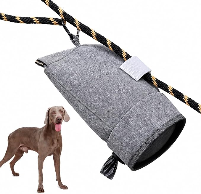 Dog Training Treat Pouch Kit with Clicker, Poop Bag Dispenser & 3 Bag Rolls, Portable Treat Training Pouch with Carabiner Clip, Gray
