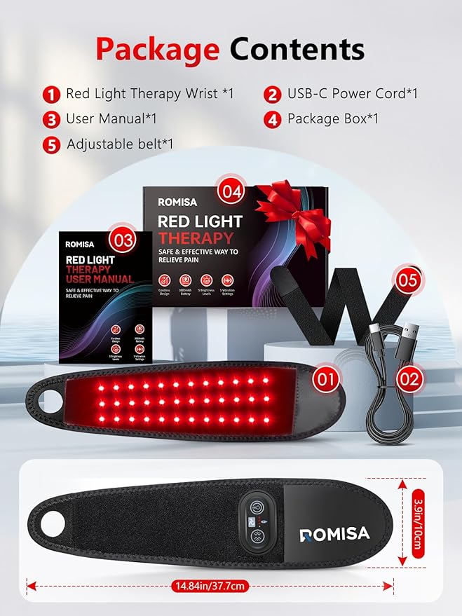 Red Light Therapy for Hand Wrist, 3000mAh Wireless Controller, Near Infrared Light Therapy Wrist Brace & Red Light Therapy Wrist Wrap Pad for Faster Recovery