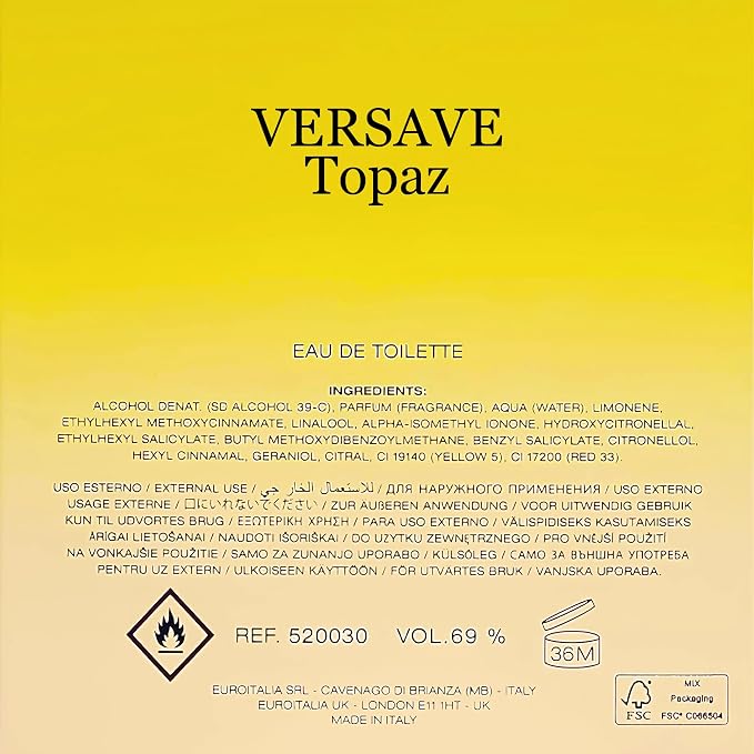 A CENTER Versave Topaz Eau de Parfum Spray for Women,Wonderful Gift,Gourmand Fragrance,Daytime and Casual Use,for all Skin Types,a Classic Bottle,3.4 Fluid Ounce