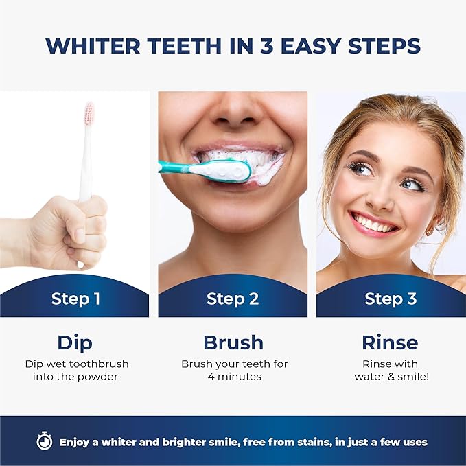 BetterWhite Teeth Whitening Powder - Hydroxyapatite, Remineralizing, Non-Sensitive Formula - Dentist-Approved Tooth Stain Remover & Polisher - Fluoride-Free (30 Grams)