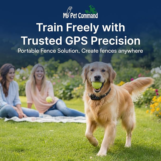 My Pet Command 2-1 Smart Wireless GPS Dog Fence with APP Setup 1 Collar Kit | No Subscriptions, 6-Sided or Circular Fences, Tone, Vibration, Static correction, Waterproof, Rechargeable, Remote Training
