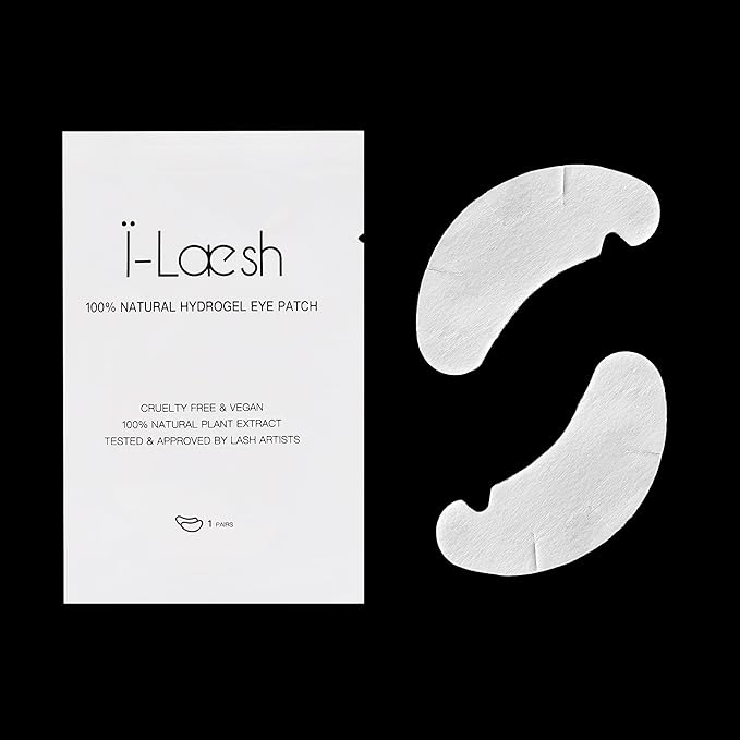 i-laesh 50 Pairs Hydrogel Under Eye Pads for Eyelash Extensions - Lint-Free Aloe Vera Gel Patches for Professional Lash Lift & Tint Supplies