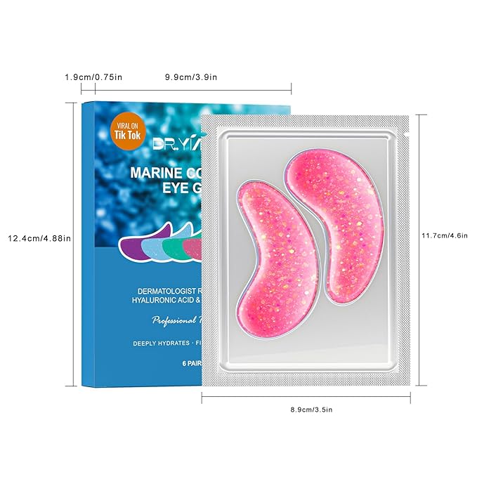 DR. YIMAN Hydrogel Eye Patches - 6 Pairs Under Eye Masks for Dark Circles & Puffiness, with Hyaluronic Acid & Collagen, Eyecare Patches Skincare Gift for Women & Teens