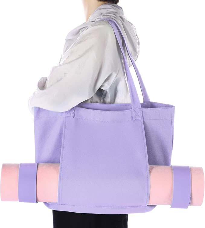 Halloscume Yoga Bag Set for Women Including Yoga Mat Tote Bag, Booty Resistance Bands, Non Slip Sports Socks Silicone Ties for Pilates Travel Workout Office Home Gym