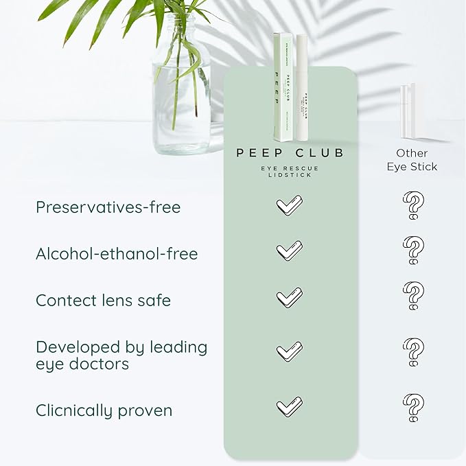 Peep Club Anti-Aging LidStick – Optometrist Formulated Overnight Eye Balm For Fine Lines, Hydrating, Soothing, Perfect for Sensitive Eyes, Oat Ceramides, Primrose & Manuka Oil, Vit C, Travel-Friendly