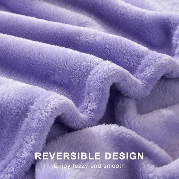 Hansleep King Light Purple Fleece Blanket, Soft Flannel Bed Blanket | Fuzzy Cozy Blanket 90x108 Inches, Multi-use for Bed, Sofa, Couch, Travel, Camping, All Season Warm Lightweight Cover