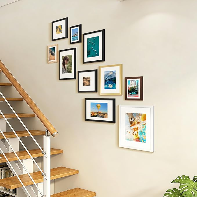 upsimples 5x7 Picture Frame, Photo Collage Wall Decor Set of 10, Black | Small Frame Fit 4x6 and 5 x 7 Photos, Wall or Tabletop Display, For Gallery Hallway Living Room, For Christmas Mother's Day