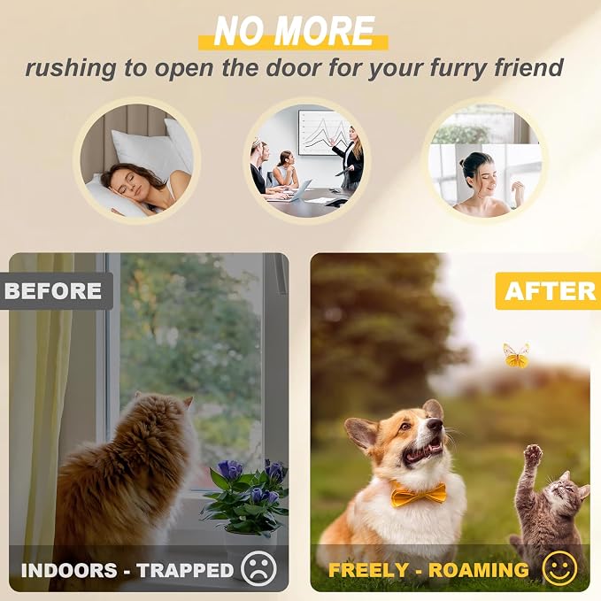 Petoasis Pet Door for Window 23"-38" Wide,Windows Pet Door for Cats and Small Dogs,7.87" W×10.62" H,No Drilling Installation (Standard Height, L: Fit 32"-36" Width)