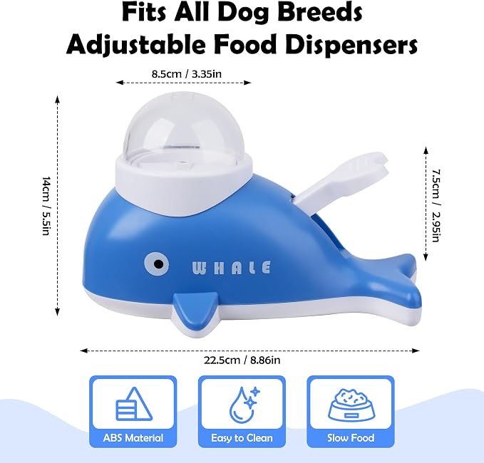 PAWISE Interactive Whale Dog Puzzle Toy & Cat Slow Feeder Food Dispenser