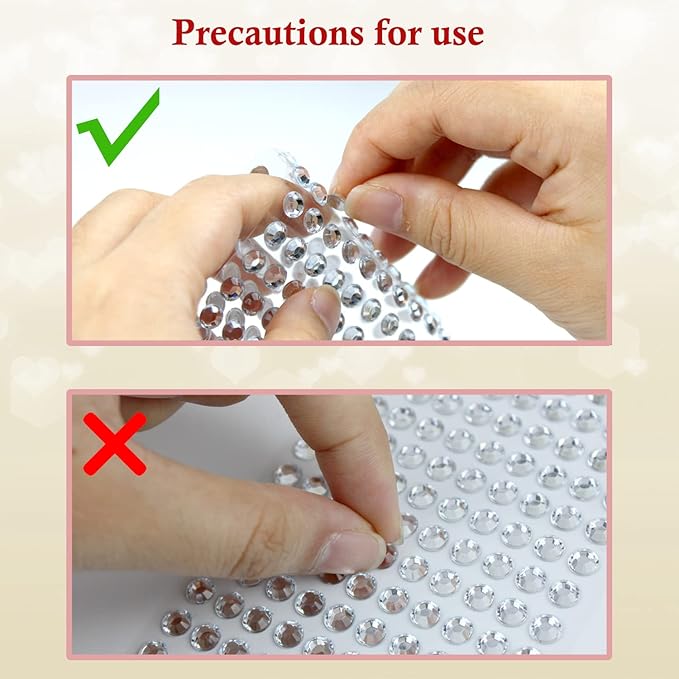 2116 pcs Self Adhesive Rhinestones for Makeup Eyes Face 6 Sheets Clear Rhinestones Stickers Bling Gems Jewels Stickers for DIY (White)