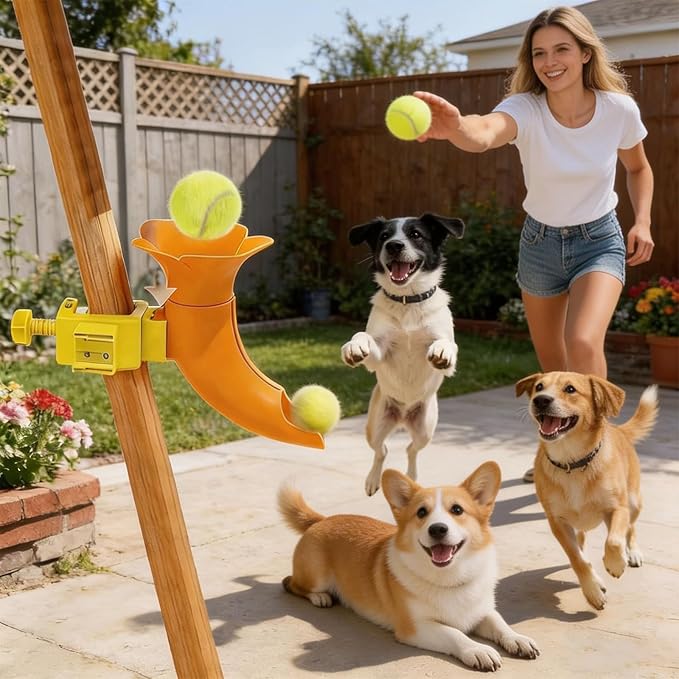 Marchul Adjustable Dog Ball Launcher Toy, Adjustable Height Launcher Ball Thrower for Indoor/Outdoor Fetch PlayD, Interactive Energy Release Tool for Medium & Large Dogs, Easy Mount on Door/Post/Table