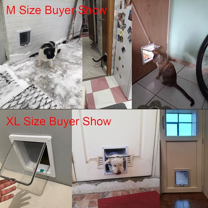 Cat Flap Door 4 Way Locking Weatherproof Pet Doors for Interior Exterior Sliding Door Doggie Door Insert