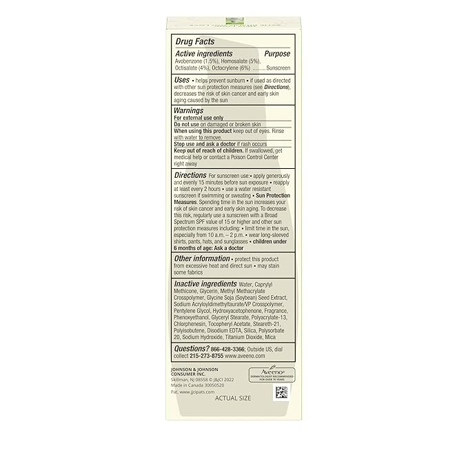 Aveeno Skincare Bundle, Positively Radiant Daily SPF 30 Facial Sunscreen Moisturizer + Soy, 2.3 fl. oz, & Travel Size Daily Moisturizing Cream for Body, Face, & Hands, 0.8 oz, Two Pack, 2 Items