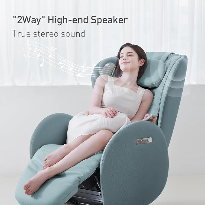 Nouhaus Luna Heated Massage Chair,Full Body Massaging Zero-Gravity Leisure Recliner with Low-Noise 3D Massage and Dual Sound Systems Modern Massage Chairs (Aqua Blue)