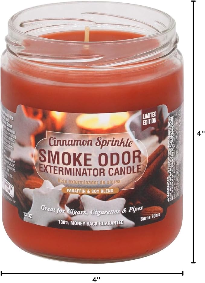 Smoke Odor Exterminator 13 oz Jar Candles Cinnamon Sprinkle, (2) Limited Edition