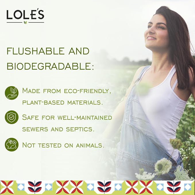 Lole's Flushable Feminine Wipes, Flushable Wipes for Women, Down There Wipes for Women, Sensitive Skin, Maintains Your Vaginal pH Balance, Gently Cleanses Ultra Soft Biodegradable 4x42 168 Count