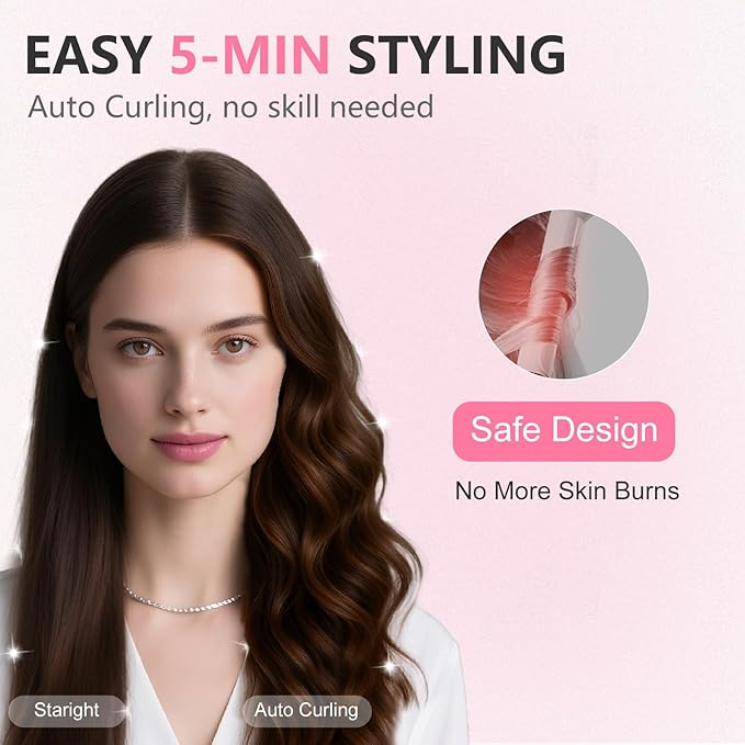 FORLIFA Pro 3-in-1 Auto Curling & Straightening Iron with AirBlow Tech for 72h Hold, Curling Wand with1.1billion Negative Ions, Triple Hair Protect & Burn-Free, Auto Shut-Off, Tangle-Free, HyperCurve