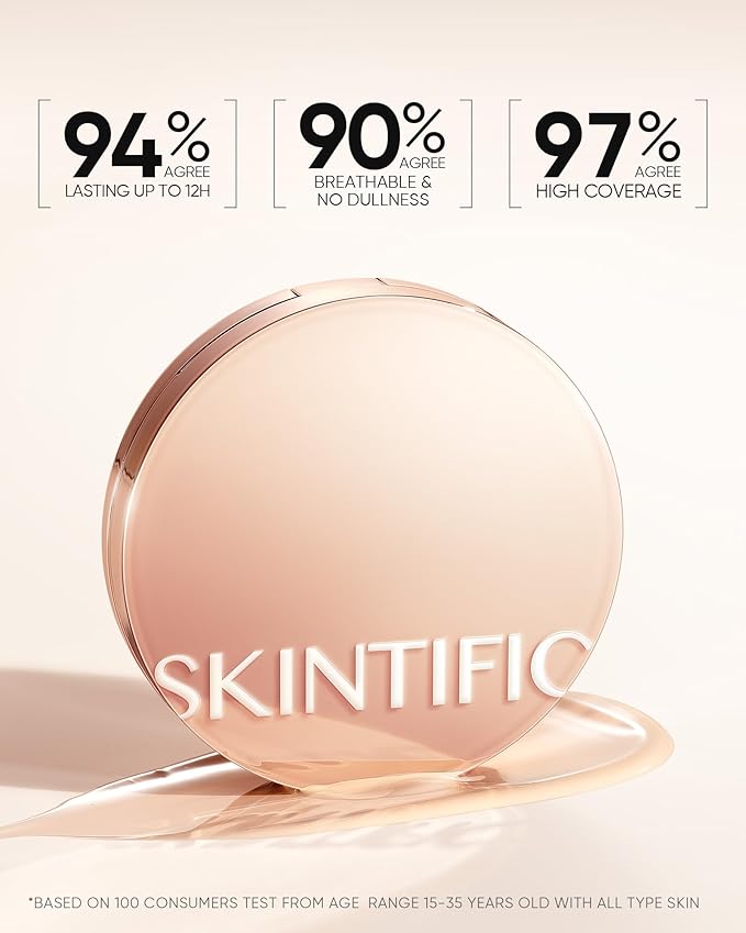 Full Coverage Cushion Foundation, Weightless, Skin Fit, Satin Glow Finish, Oil-Control Waterproof Foundation, Sweatproof Flawless BB Cream CC Korean Makeup,Tattoo Cover Up, Buildable(#29C Taupe Beige)