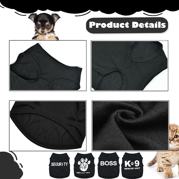 4 Pieces Puppy Clothes Dog Shirts for Small Dogs Boy Male Clothes Funny Pattern Breathable Lightweight Soft Cool Pet Shirt Cat Apparel Outfit (Small)