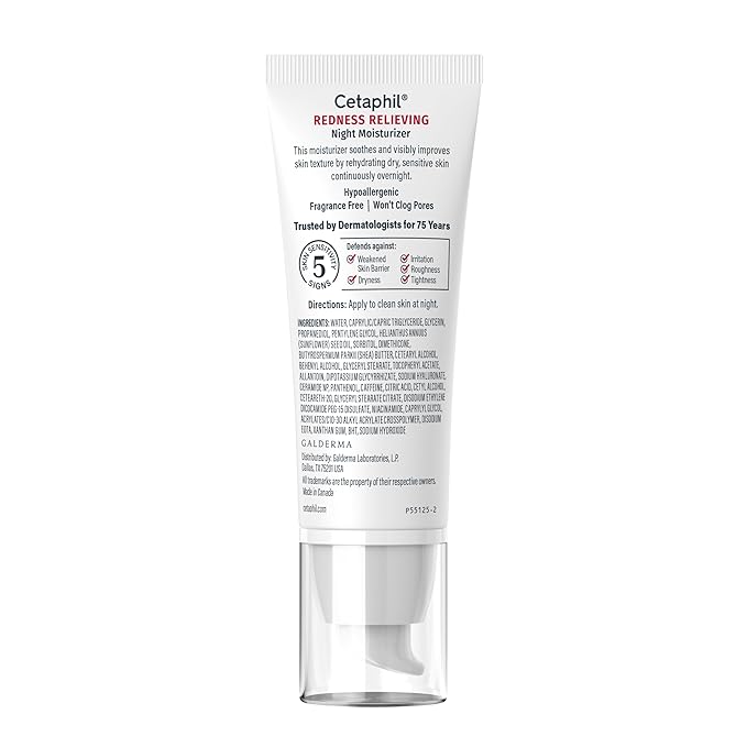Cetaphil Night Cream, Redness Relieving Night Moisturizer for Face, 1.7 fl oz, For Dry, Redness-Prone Skin, Hypoallergenic, Fragrance Free