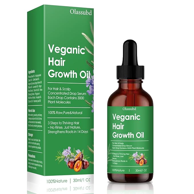 Hair Growth Oil with Rosemary Castor Oil Vegan Strengthening Formula for Thinning Hair Regrowth Treatment in Natural Vegan Hair Serum to Nourish Scalp Stimulate Follicles - 3PCS for Man and Women