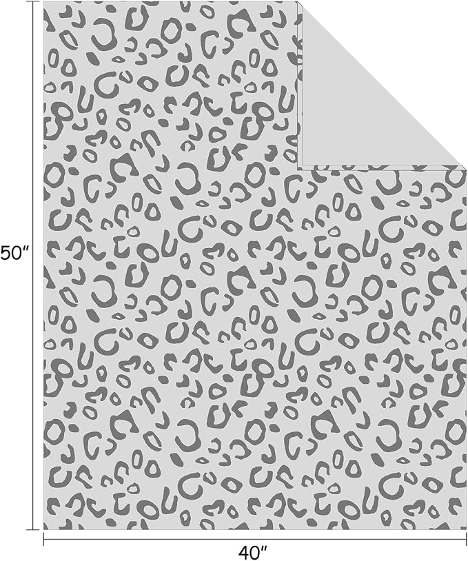 Flannel Fleece Leopard Print Throw Blanket Super Soft Lightweight Fluffy Throw for Couch, 40"X50",Grey