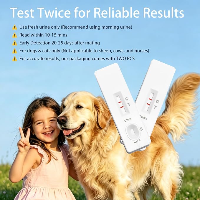 2 PCS Dog/Pet/Cat Pregnancy Test Kit, Early Pregnancy Test for Dogs and Cats, Fast and Accurate Home Testing, Results Within 15 Minutes